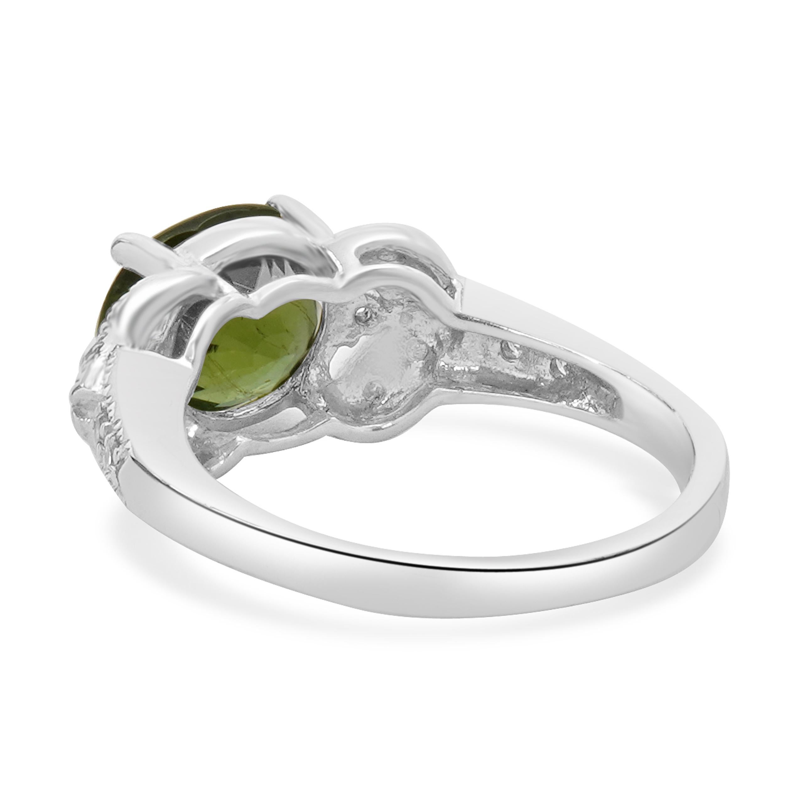 Anello in oro bianco 14 carati con tormalina Paraiba Cuprian e diamanti In condizioni ottime in vendita a Scottsdale, AZ