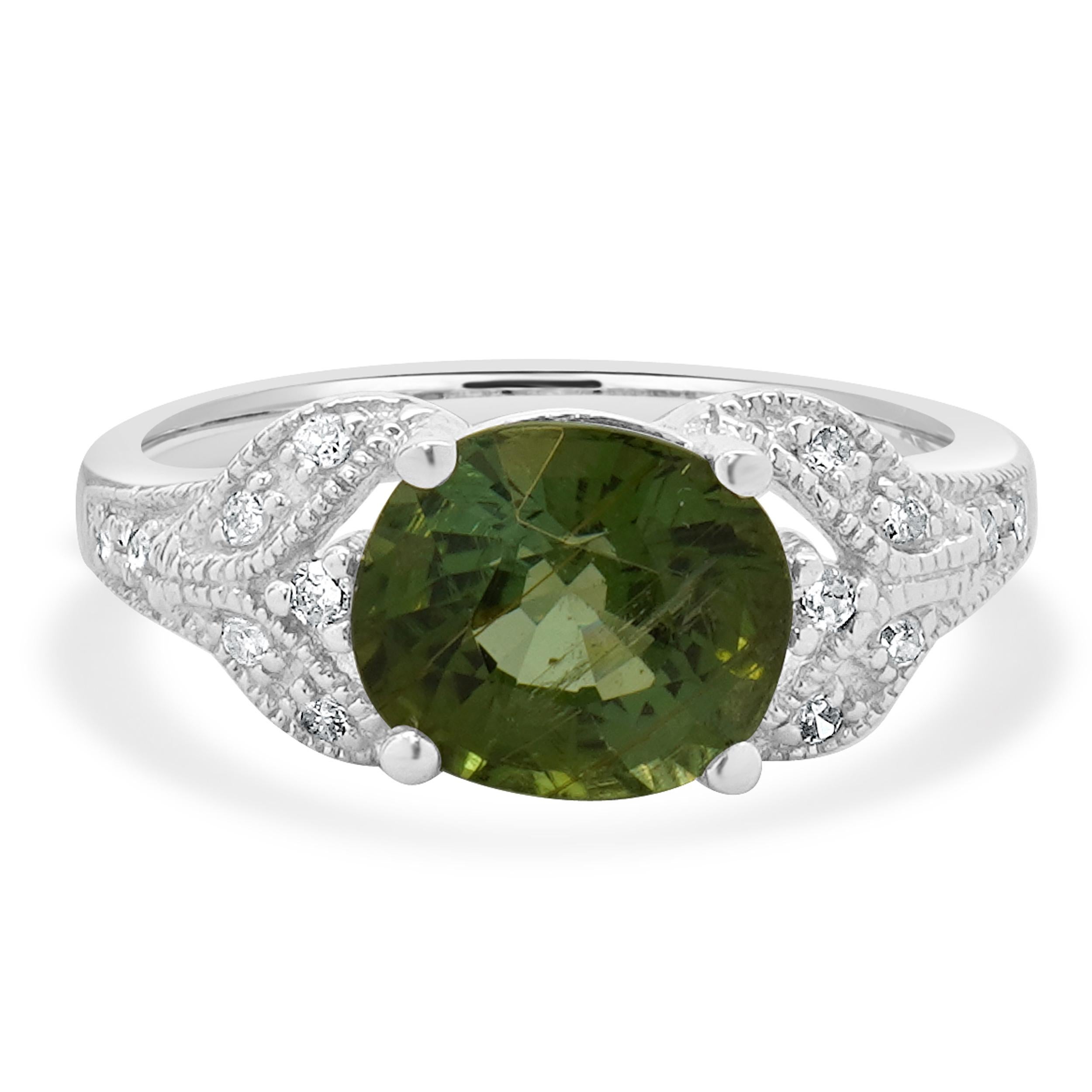 14 Karat White Gold Paraiba Cuprian Tourmaline and Diamond Ring