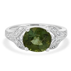 14 Karat Weißgold Paraiba Cuprian Turmalin und Diamantring