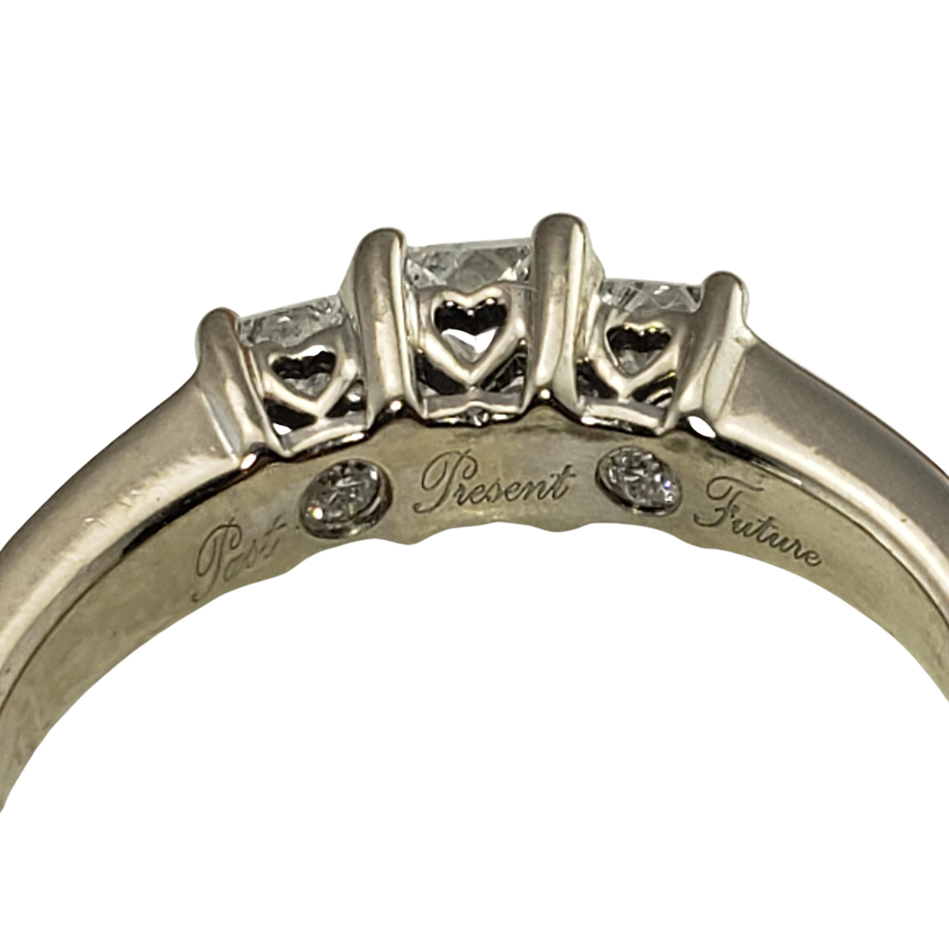 Women's 14 Karat White Gold Past, Present and Future Diamond Ring For Sale