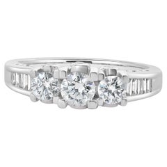 14 Karat White Gold Past, Present, Future Diamond Engagement Ring