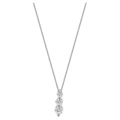 14 Karat White Gold Past, Present, Future Diamond Necklace