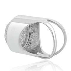 14 Karat White Gold Pave Diamond and Sapphire Dome Ring