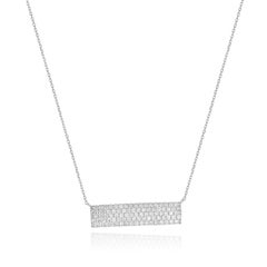 Collana Bar in oro bianco 14 carati con pave di diamanti