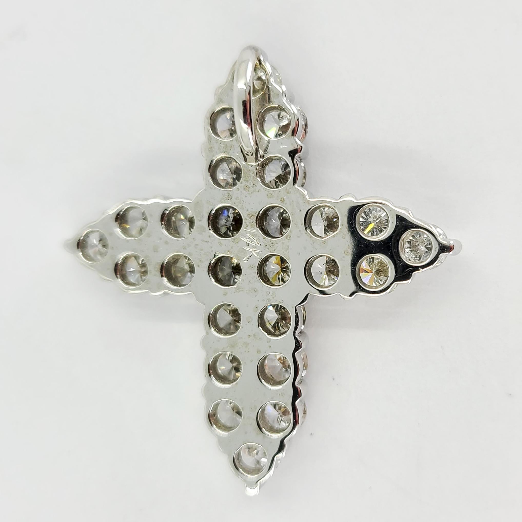 Round Cut White Gold Diamond Cross Pendant