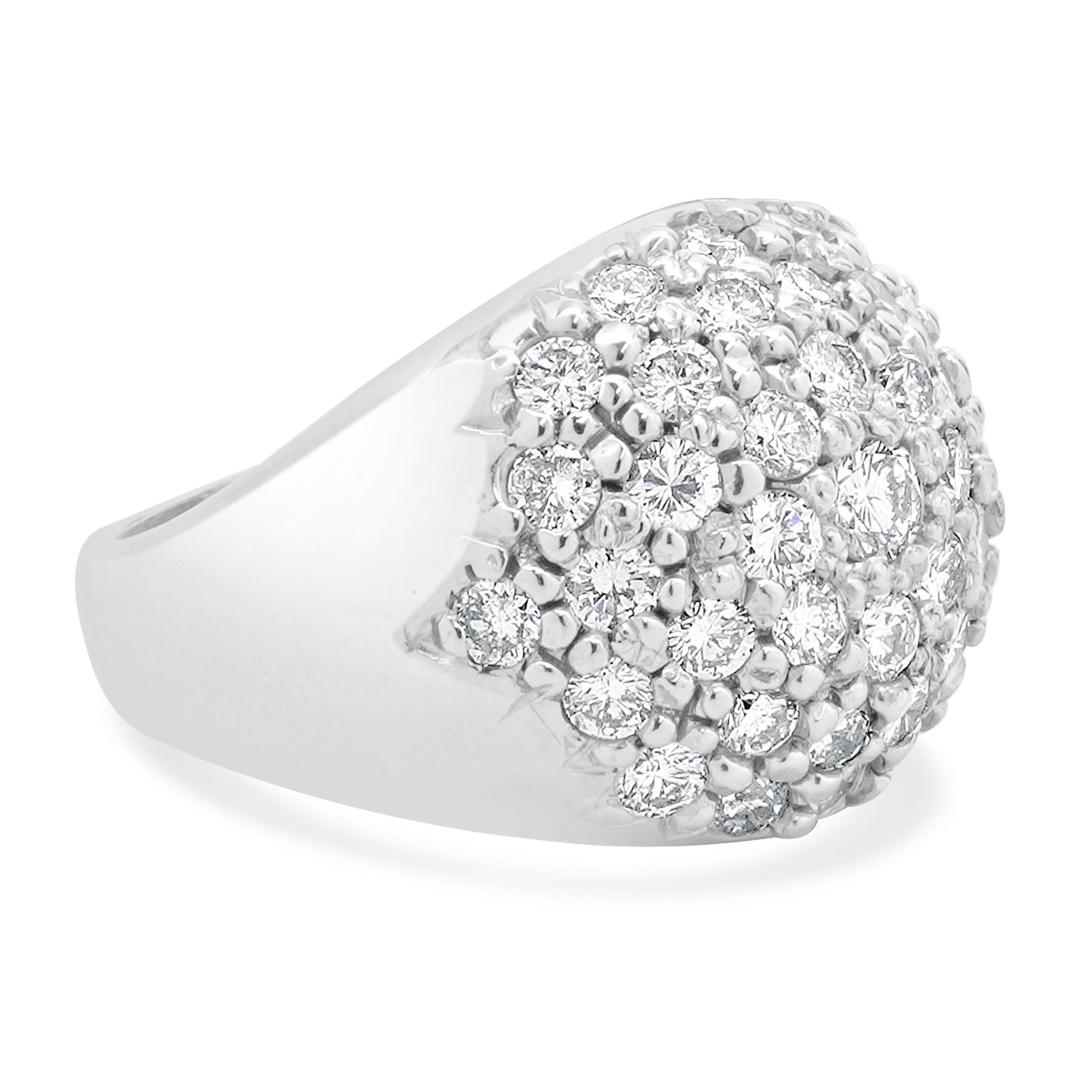 14 Karat White Gold Pave Diamond Domed Ring In Excellent Condition For Sale In Scottsdale, AZ
