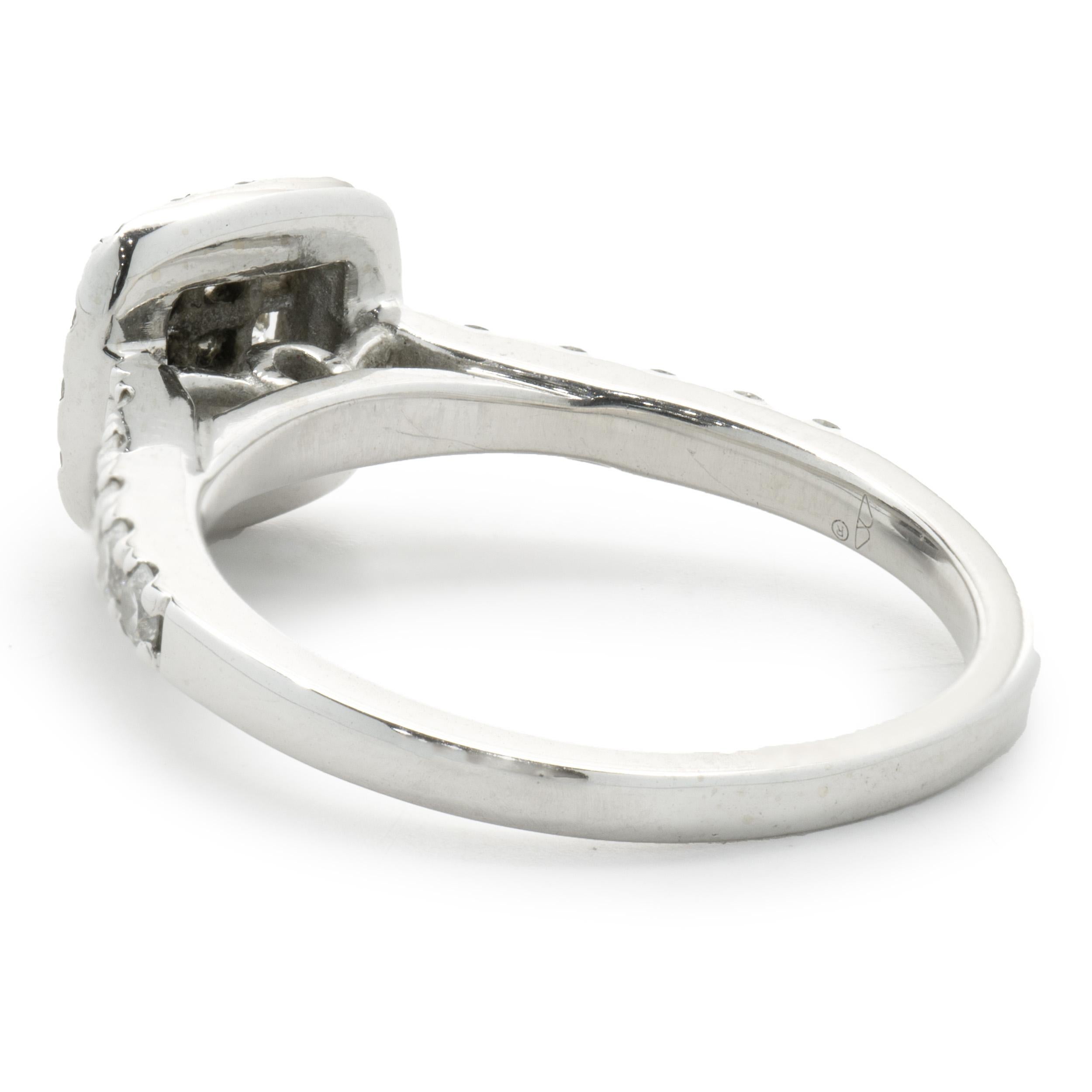 Round Cut 14 Karat White Gold Pave Diamond Engagement Ring For Sale