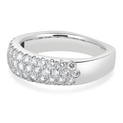 14 Karat White Gold Pave Diamond Euro Shank Ring