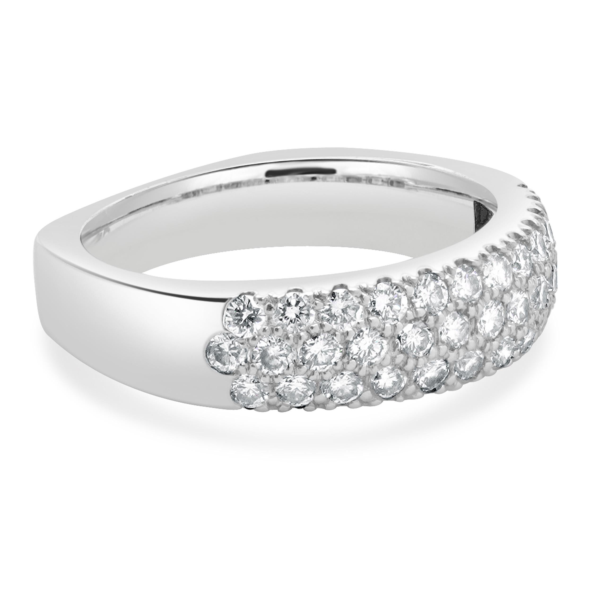 14 Karat White Gold Pave Diamond Euro Shank Ring In Excellent Condition For Sale In Scottsdale, AZ