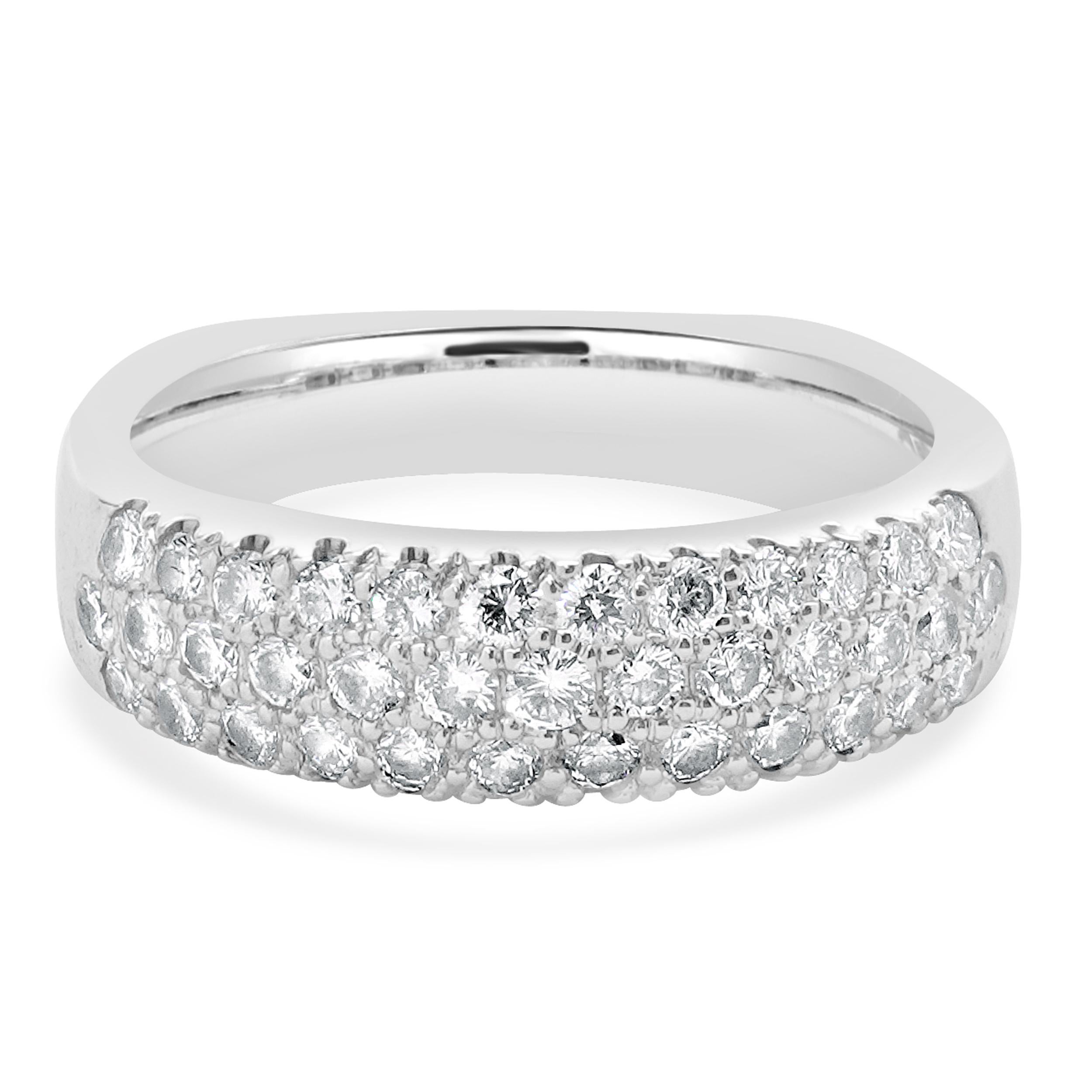 14 Karat White Gold Pave Diamond Euro Shank Ring For Sale
