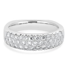 14 Karat White Gold Pave Diamond Euro Shank Ring