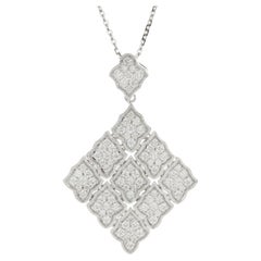 14 Karat White Gold Pave Diamond Flexible Kite Necklace