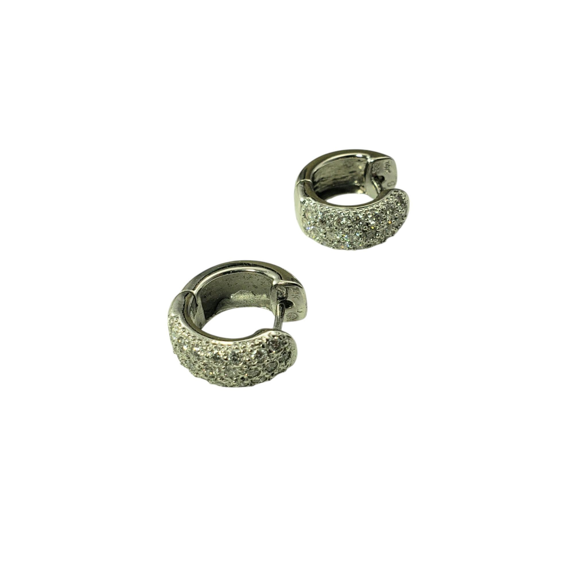 Brilliant Cut 14 Karat White Gold Pave Diamond Huggie Hoop Earrings #21120 For Sale