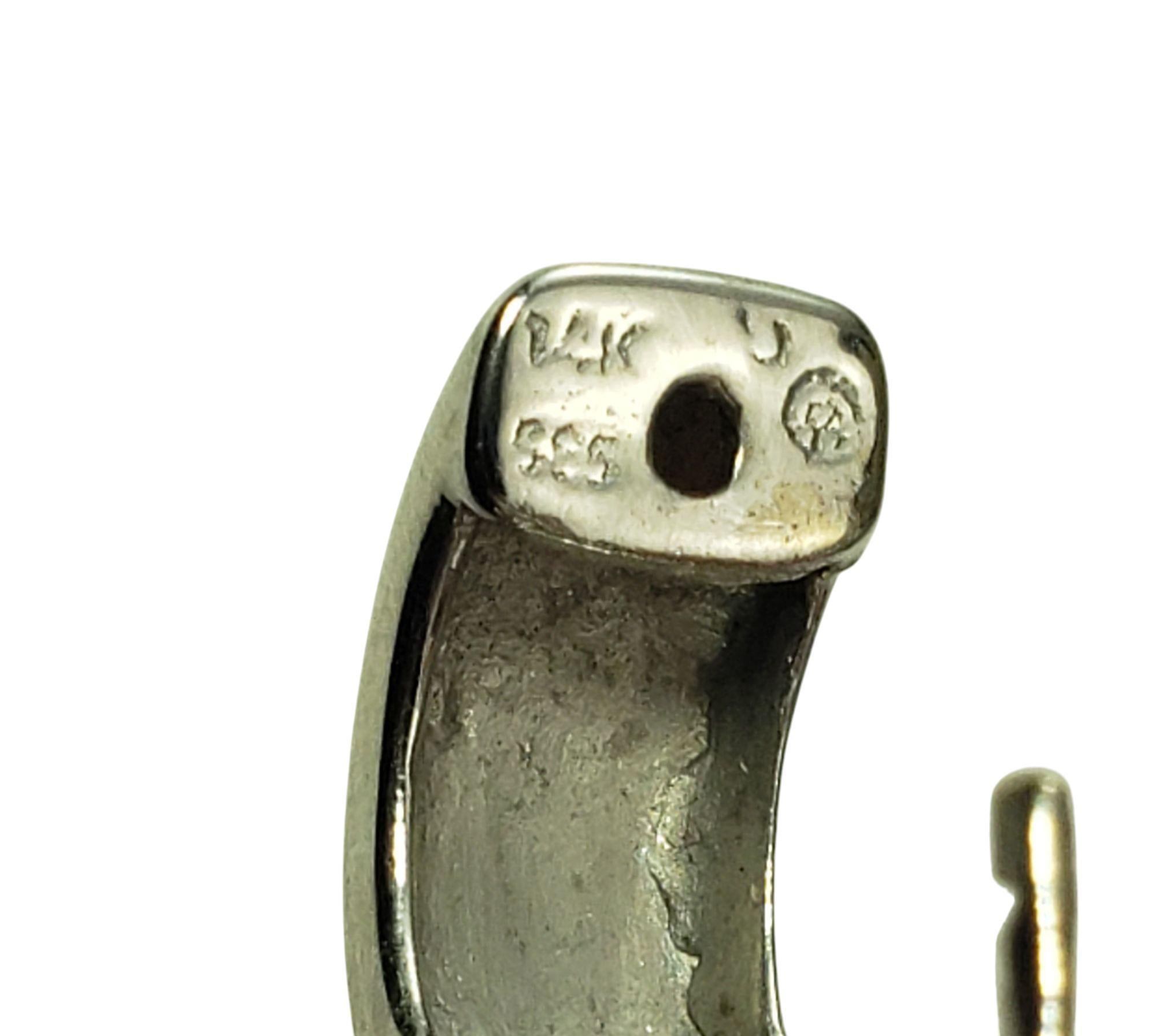 14 Karat White Gold Pave Diamond Huggie Hoop Earrings #21120 For Sale 1