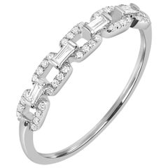 14 Karat White Gold Pave Diamond Link Band Ring