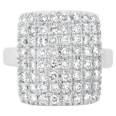 14 Karat White Gold Pave Diamond Rectangular Band
