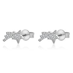 14 Karat White Gold Pave Diamond Shooting Star Earrings