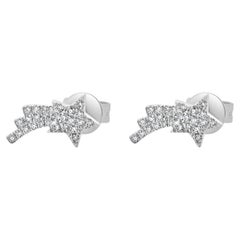14 Karat White Gold Pave Diamond Shooting Star Earrings