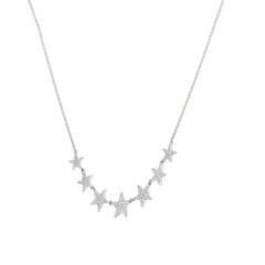 Luxle 0.44 CT. T.W Round Pave Diamond Star Frontal Necklace in 14k White Gold