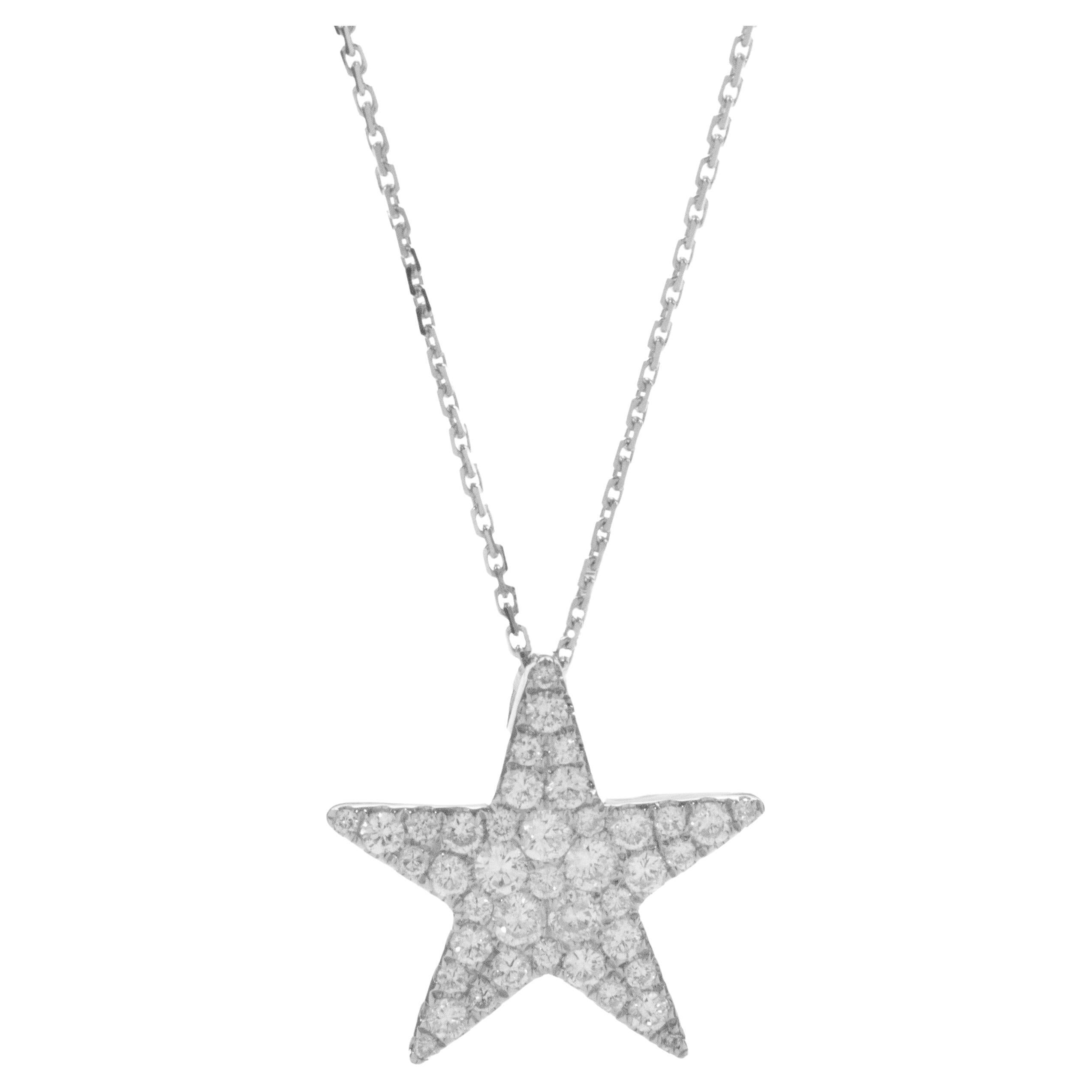 18 Karat White Gold Pave Diamond Star Necklace For Sale at 1stDibs