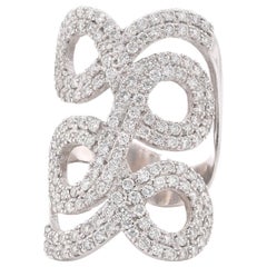 14 Karat White Gold Pave Diamond Swirl Ring