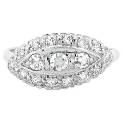 14 Karat White Gold Pave Diamond Vintage Art Deco Ring