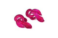 14 Karat White Gold Pavé Ruby Earrings With Pink Rodium