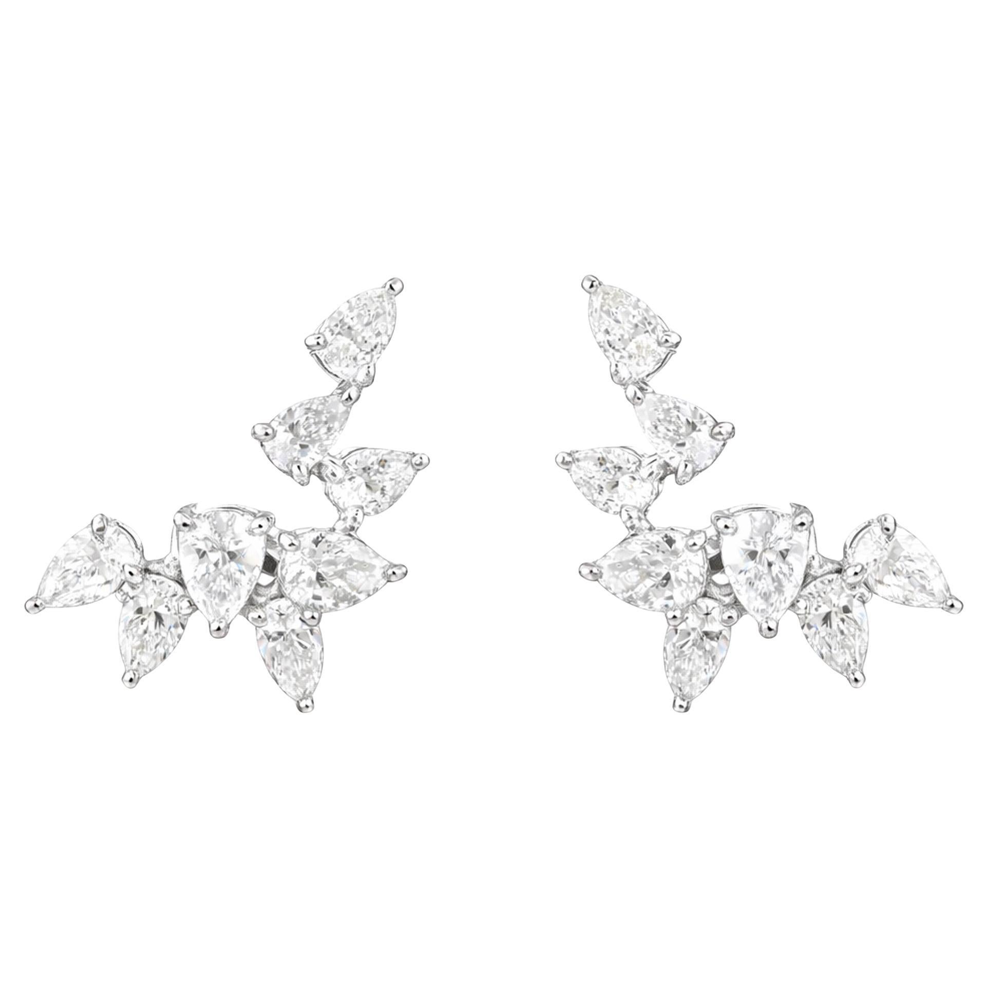 14k White Gold Pear Cut Certified Diamond Stud Earrings