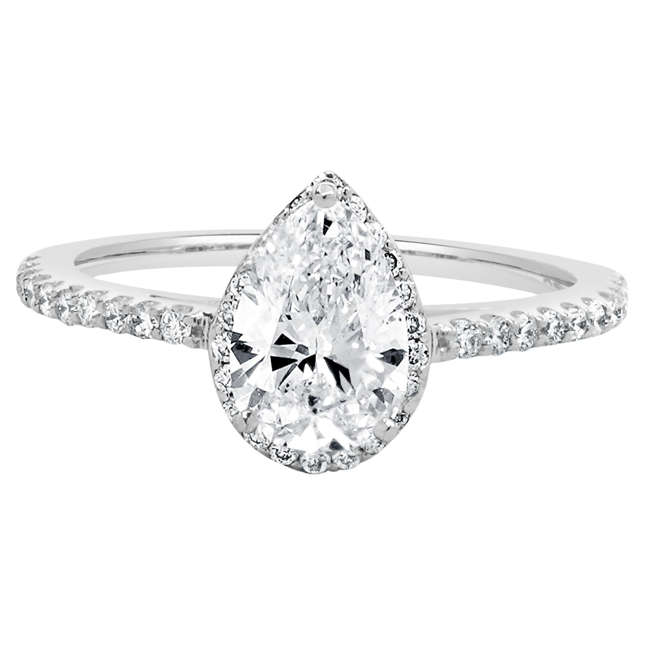 14 Karat White Gold Pear Cut Diamond Engagement Ring