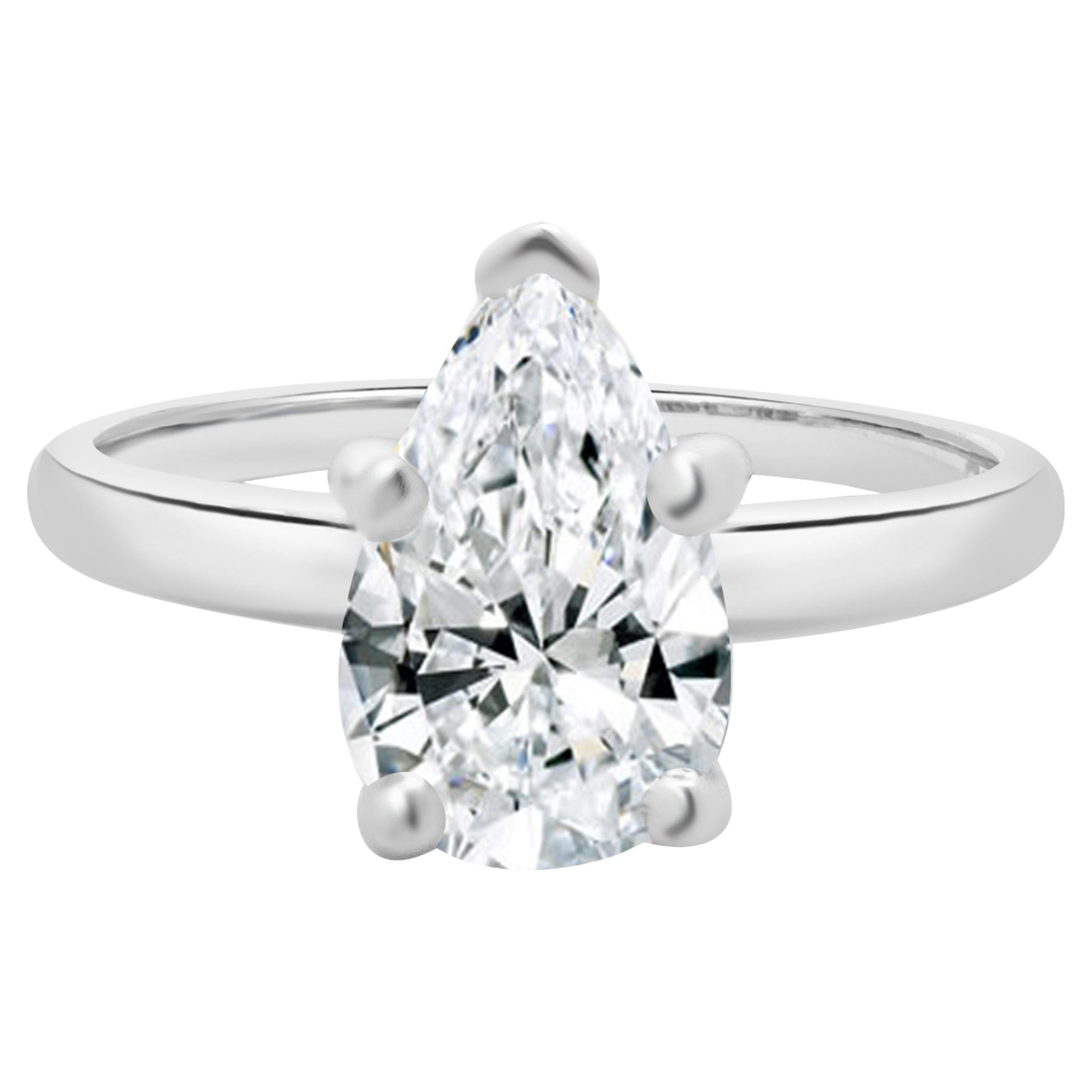 14 Karat White Gold Pear Cut Diamond Engagement Ring