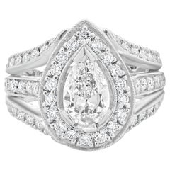 14 Karat White Gold Pear Cut Diamond Engagement Ring