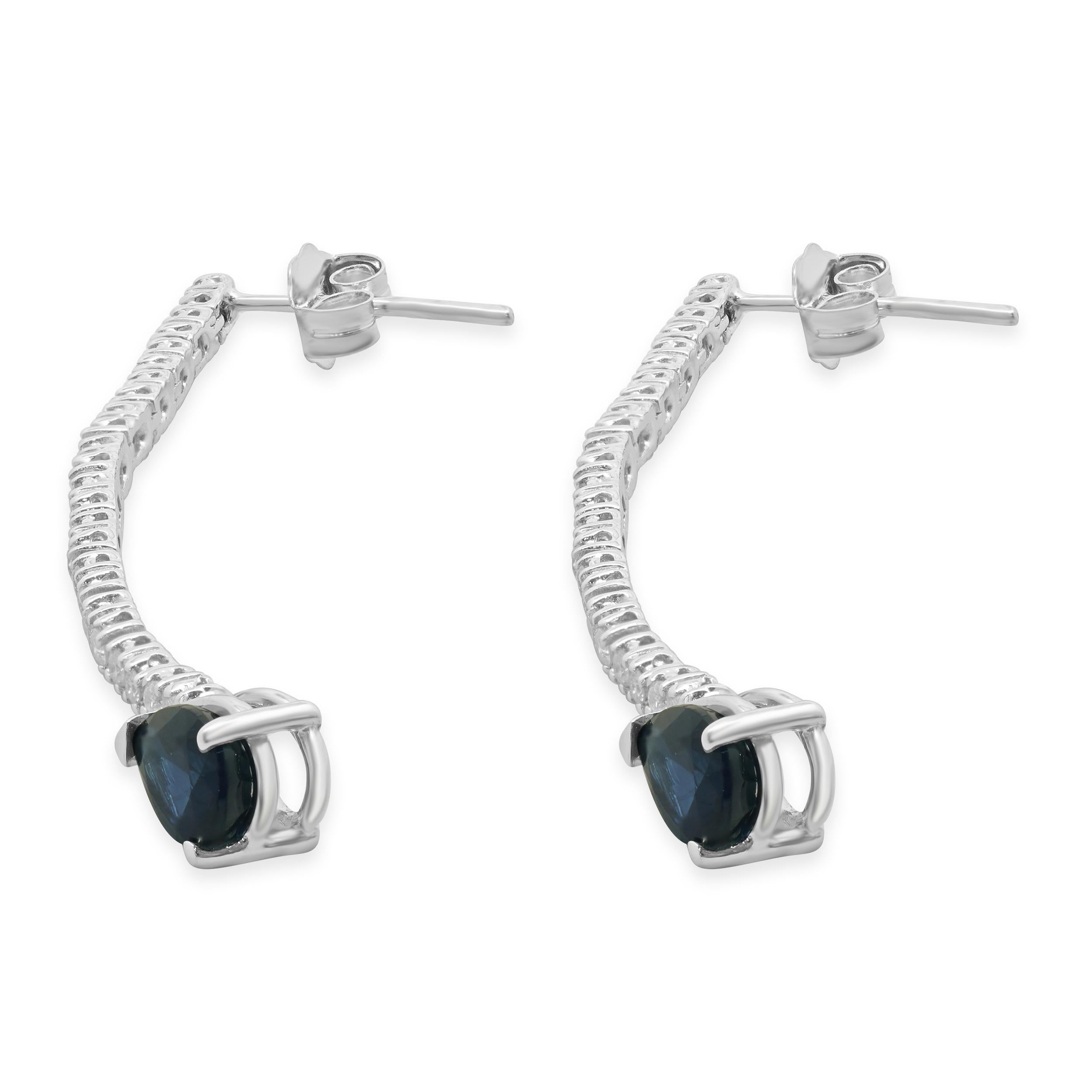Pendientes de Gota de Zafiro Corte Pera y Diamante en Oro Blanco de 14 Kilates Corte pera en venta