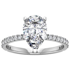 14 Karat White Gold Pear Diamond with Pavé 2 Carat Center 
2.3 Carat
 H SI1 GIA