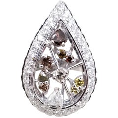 14 Karat White Gold Pear Shape Ring with Natural Diamonds