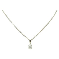 14 Karat White Gold Pear Shaped Diamond Pendant Necklace .71 Carat