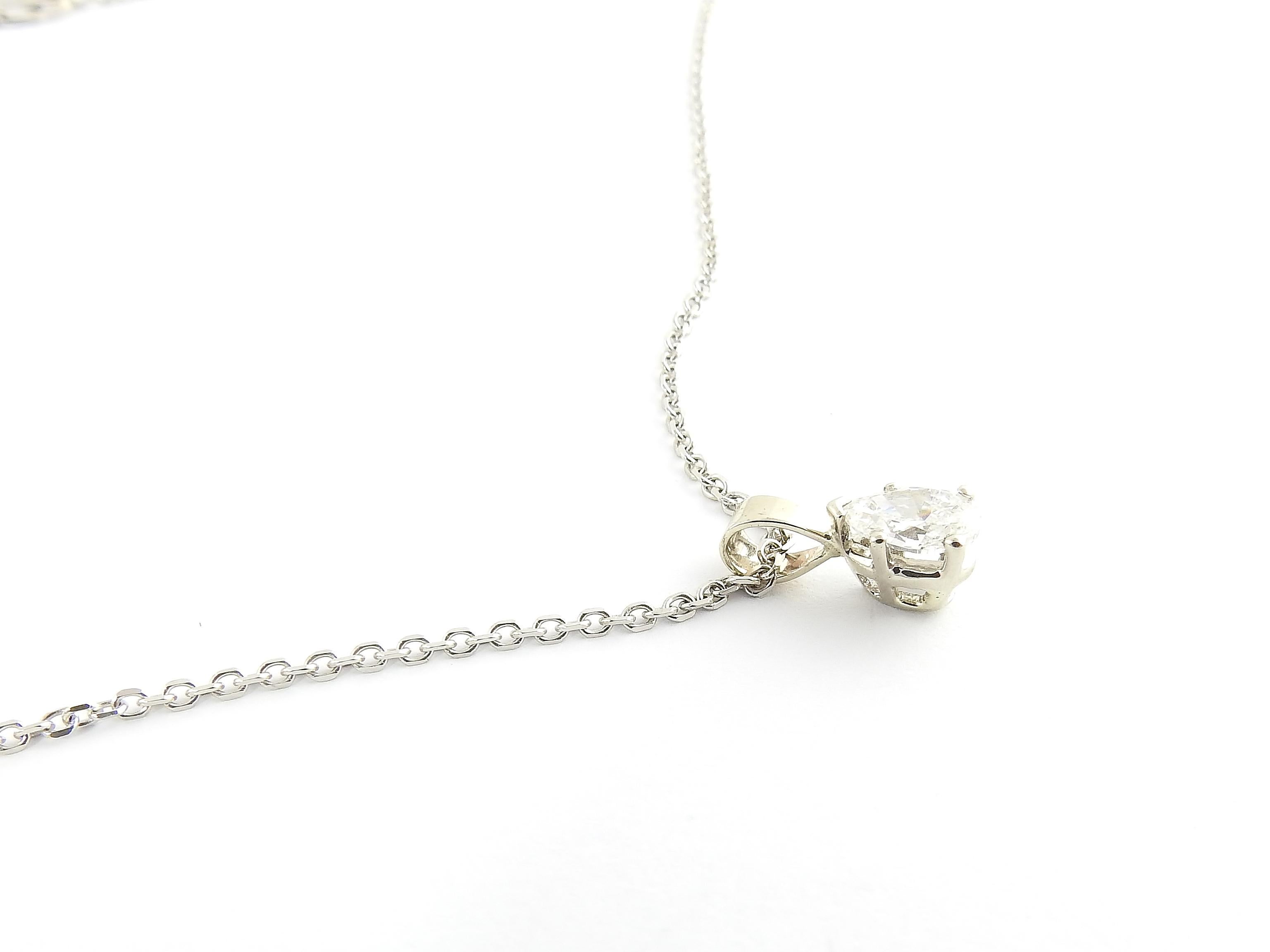 14 Karat White Gold Pear Shaped Diamond Pendant Necklace .71 Carat In Good Condition In Washington Depot, CT