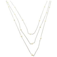 Vintage 14 Karat White Gold Pearl 3-Strand Necklace