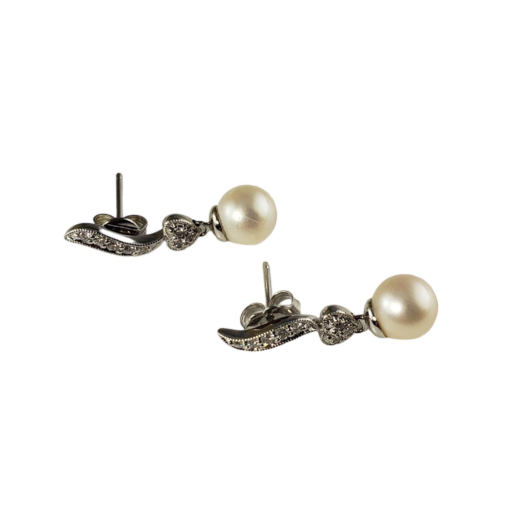 Women's  14 Karat White Gold Pearl and Diamond Earrings For Sale