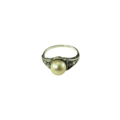 14 Karat White Gold Pearl and Diamond Ring #19917