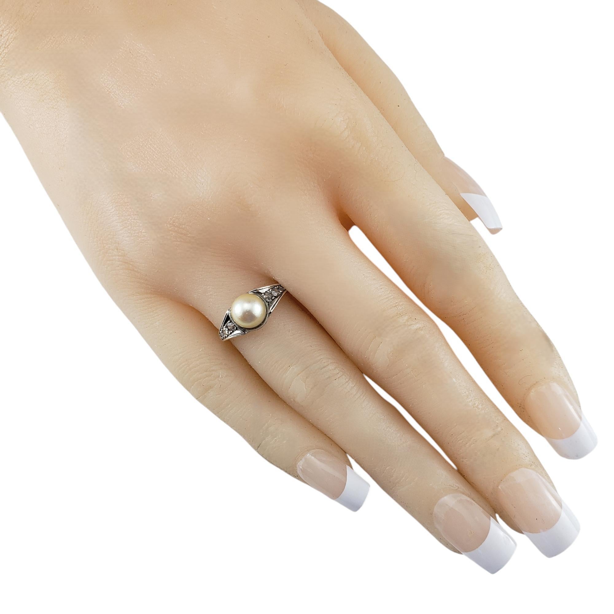 14 Karat White Gold Pearl and Diamond Ring #19917 For Sale 2