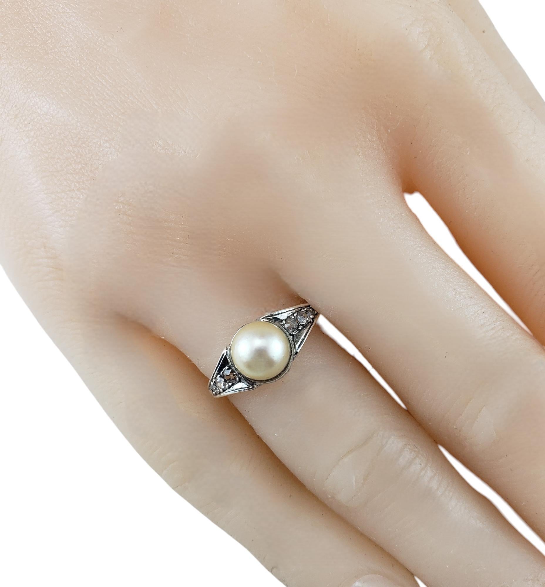 14 Karat White Gold Pearl and Diamond Ring #19917 For Sale 3
