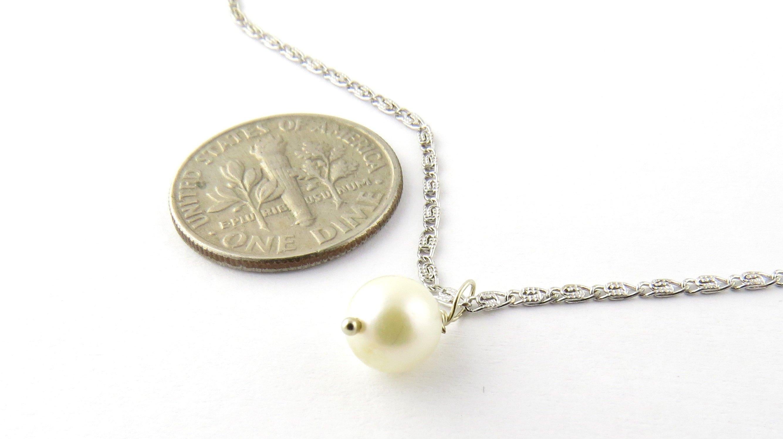 14 Karat White Gold Pearl Drop Necklace 1