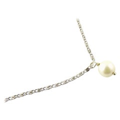 14 Karat White Gold Pearl Drop Necklace