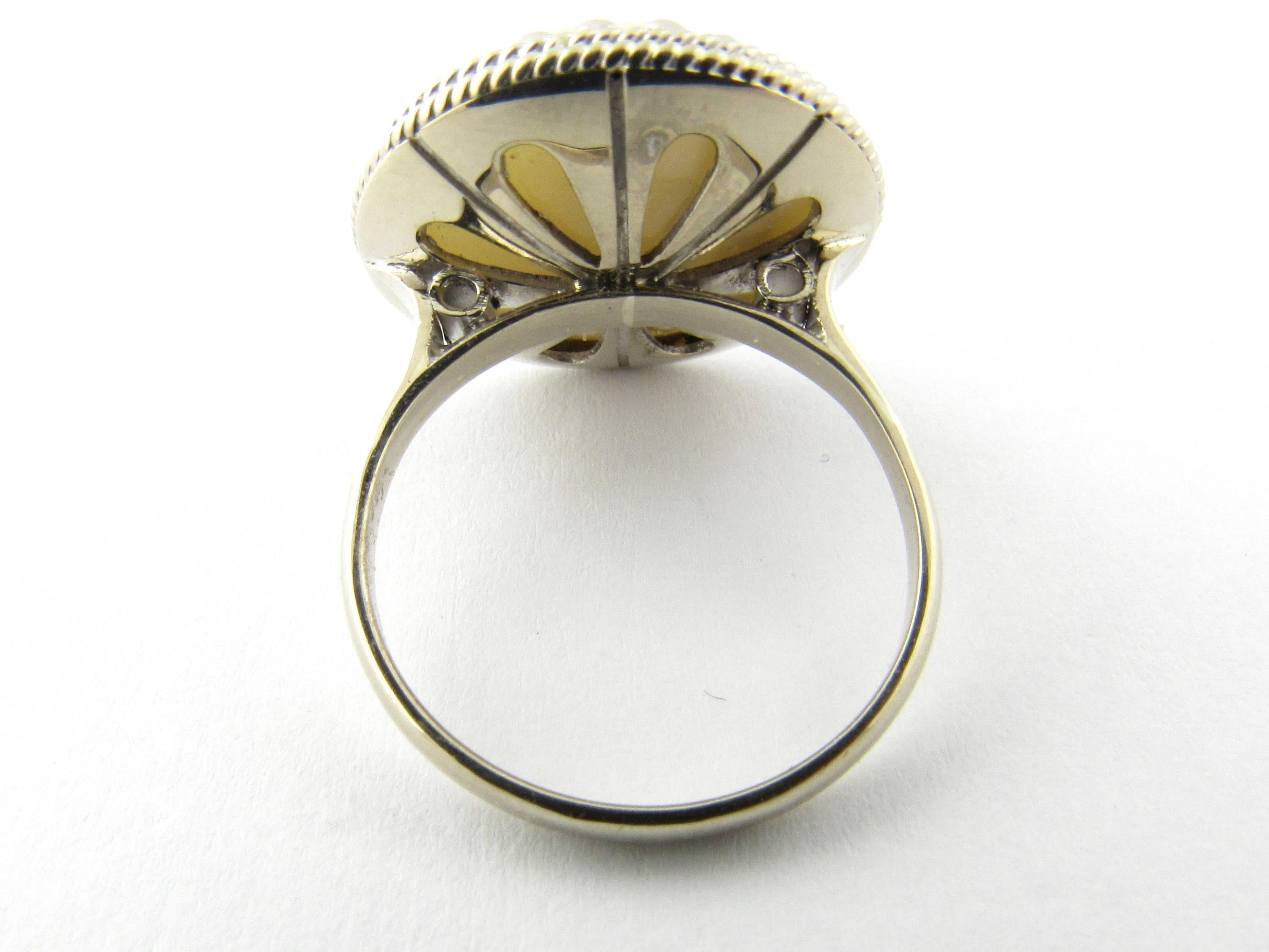Round Cut 14 Karat White Gold Pearl Ring