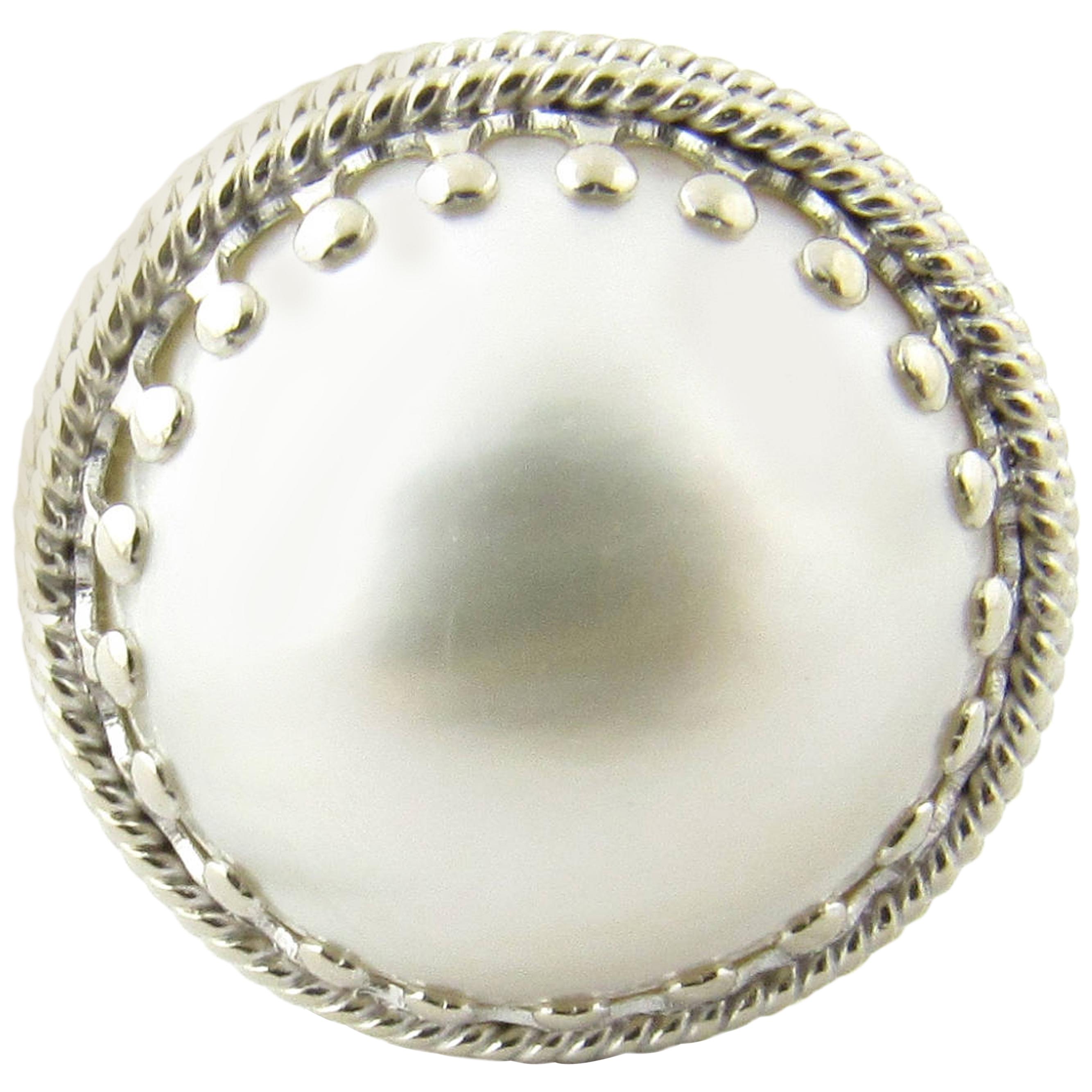 14 Karat White Gold Pearl Ring