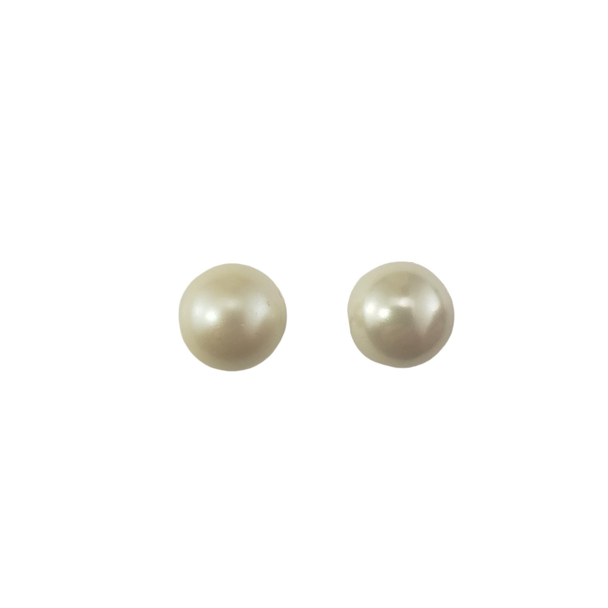 14 Karat White Gold Pearl Stud Earrings #16799 For Sale