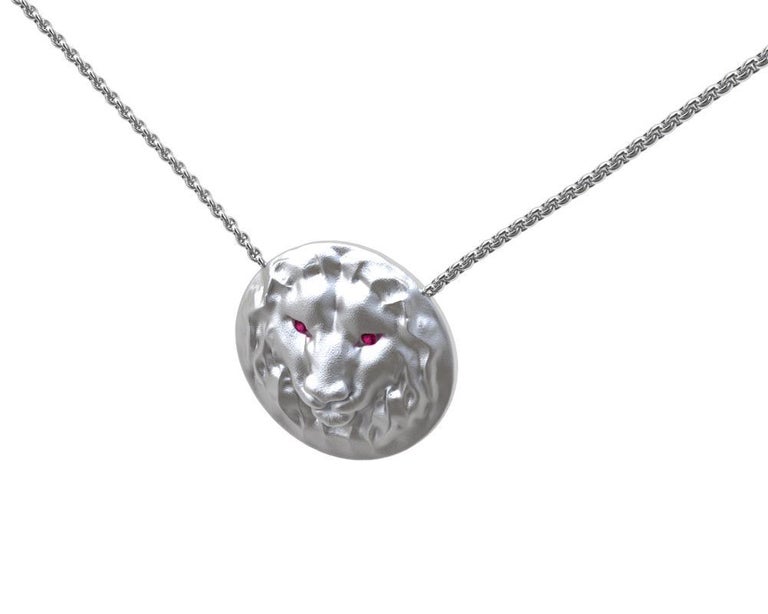 Gold lion pendant with ruby eyes Clearance