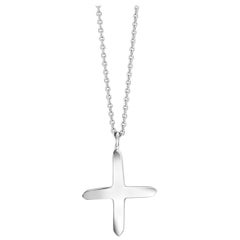 14 Karat White Gold Pendant Necklace with Cross Charm