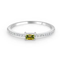 14 Karat Weißgold Peridot Stapelbarer Geburtsstein Ring Band, August