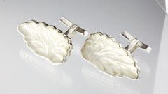 White Gold Bird Wings Cufflinks by the Artist with Quartzes